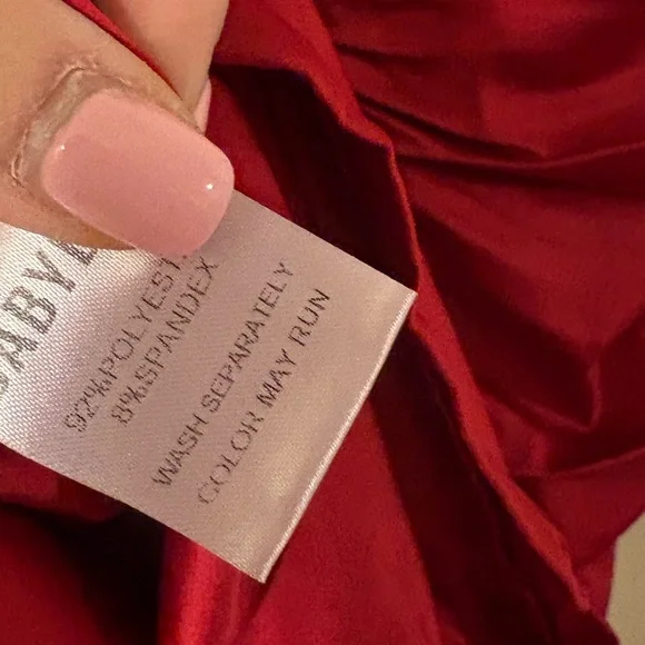 Baby Boo Red Ruched Satin Dress - Picture 5 of 8